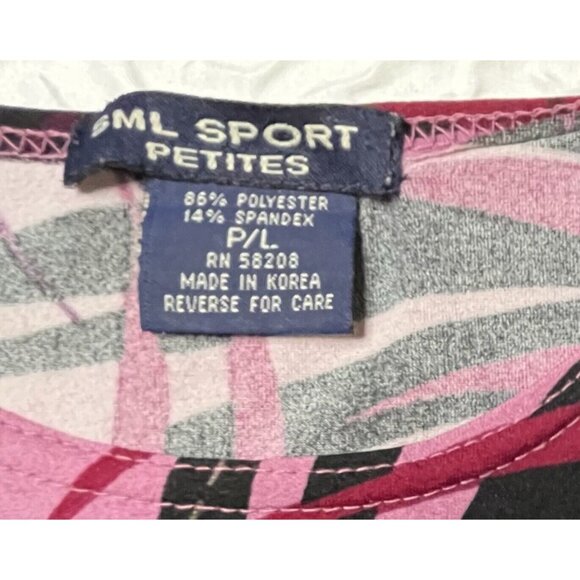 SML Sport Misses Multi-colored Top Shirt 3/4 Sleeve Size P/L (Petite) - Picture 3 of 3